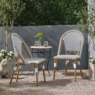 Noble House Elize Bamboo Print Finish Patterned Faux Rattan Outdoor French Bistro Chair (2-Pack) ... | The Home Depot