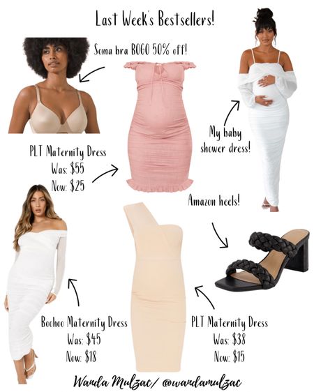 Last week’s bestsellers! Pretty maternity dresses that can be used for a baby shower/sprinkle, one of my favorite soma bras, and comfortable Amazon heels!!

#LTKbump #LTKshoecrush #LTKSale