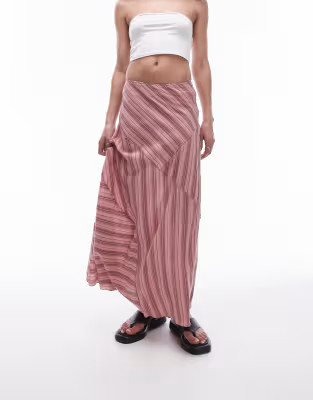 Topshop laundered cutabout midi skirt in multi pink stripe | ASOS (Global)