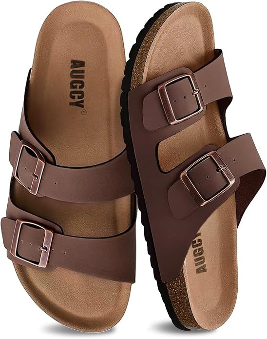 Womens Sandal Cork Footbed Slide, Arch Support Slides for Women with Adjustable Buckle, Comfortab... | Amazon (US)