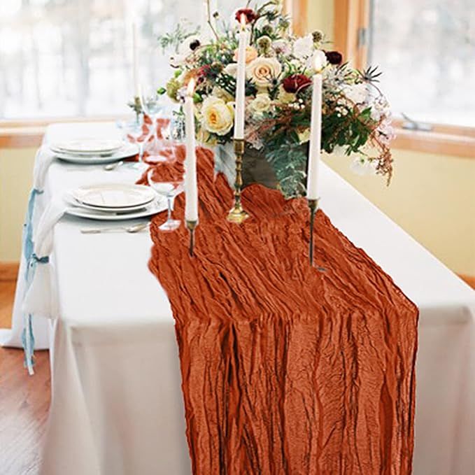 2 Pack Terracotta Cheesecloth Table Runners, 10ft Boho Gauze Table Runner Rustic Rust Wedding Che... | Amazon (US)