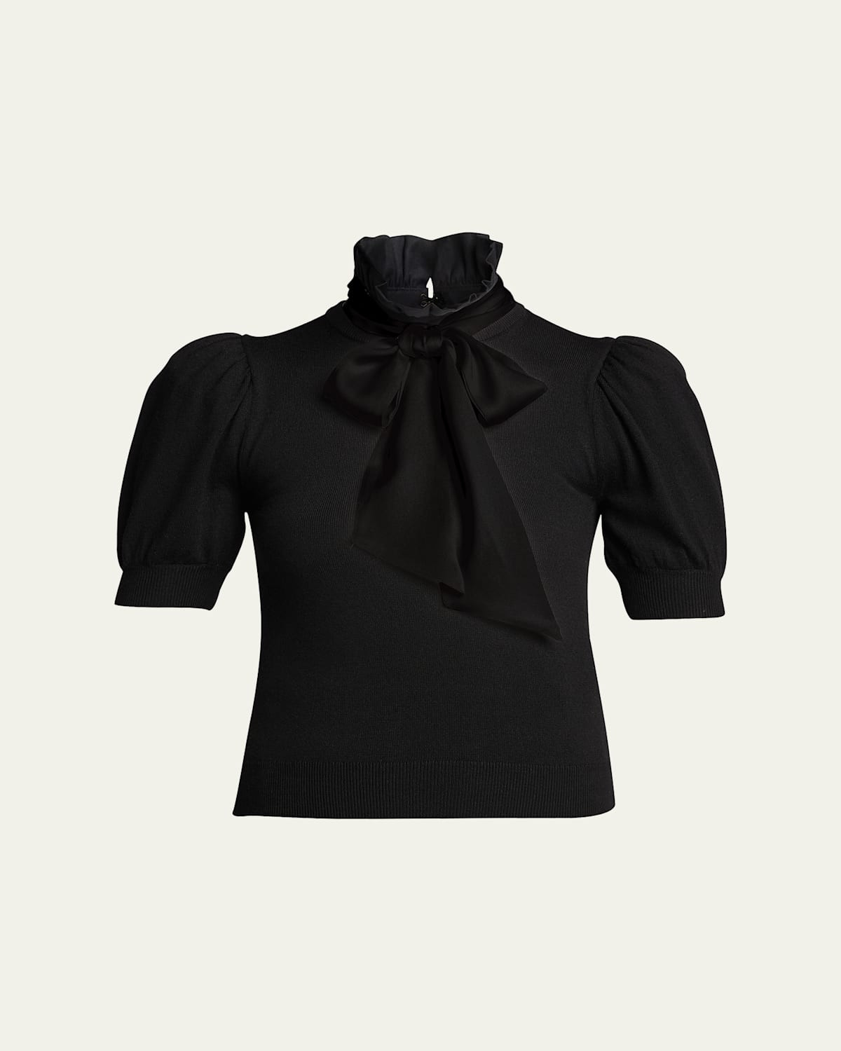 Chase Puff-Sleeve Ruffle-Neck Sweater | Bergdorf Goodman