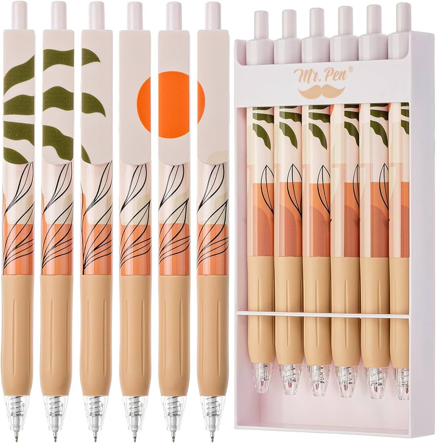 Mr. Pen- Retractable Gel Pens, 6 Pack, Boho Theme, Black Gel Pens, Fast Dry, Gel Pens Fine Point ... | Amazon (US)
