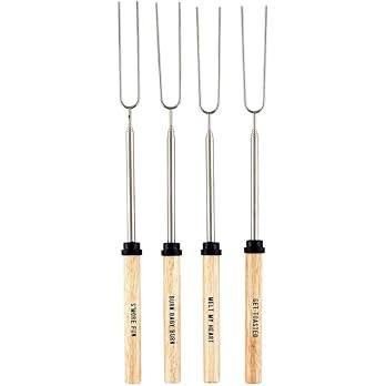 Santa Barbara Design Studio Roasting Sticks Wood & Stainless Steel Marshmallow Skewers, Set of 4,... | Amazon (US)