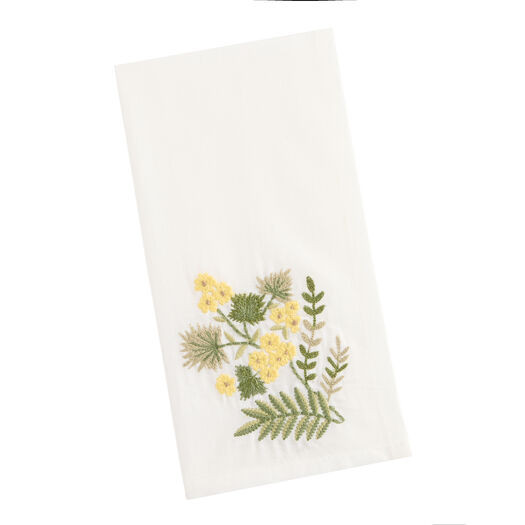 Ivory and Yellow Mimosa Flower Embroidered Napkin by World Market | World Market