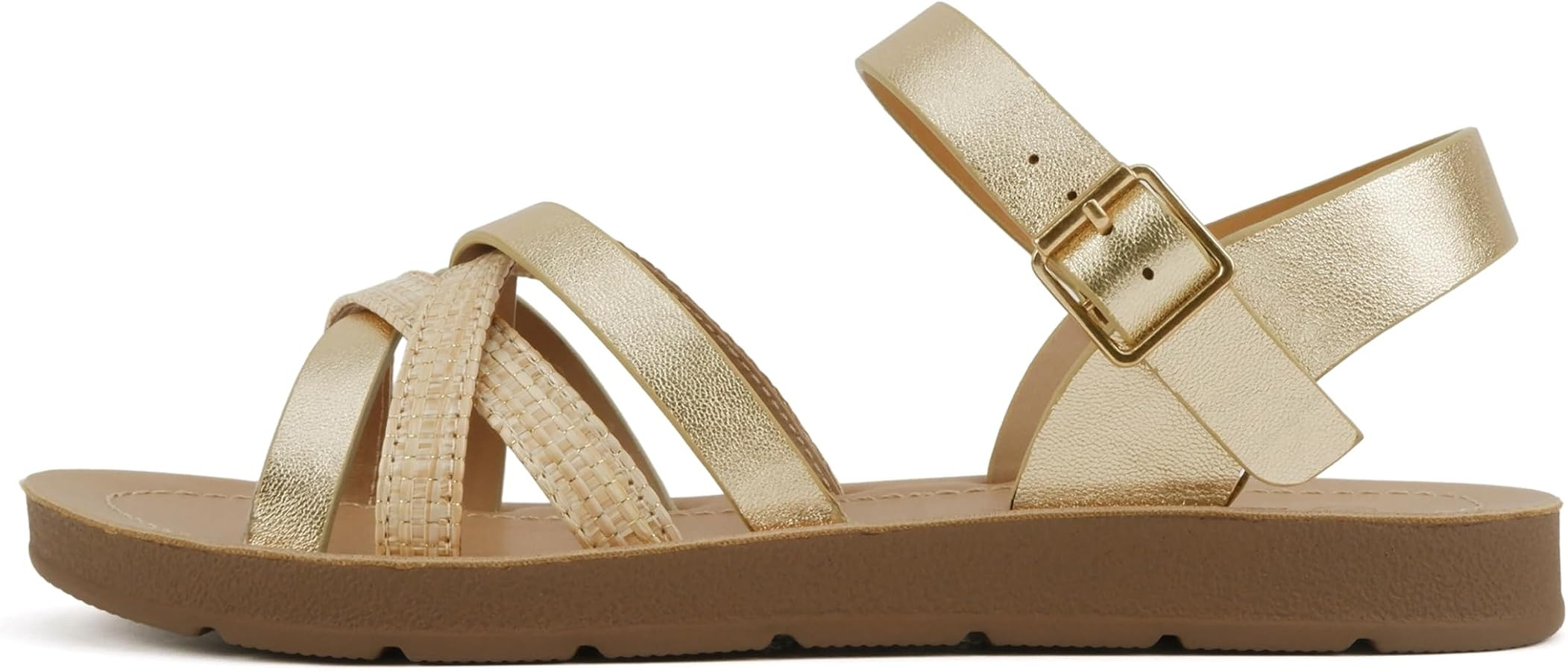 Soda Ling ~ Women Round Toe Multi-Strap Flat Sandals | Amazon (US)
