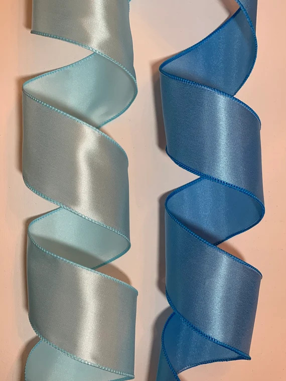 2.5 Pale Blue or Light Blue Satin Wired Ribbon  Wired | Etsy | Etsy (US)