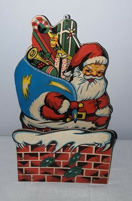 VINTAGE WOODEN SANTA CLAUS CHRISTMAS CARD HOLDER BOX | eBay US