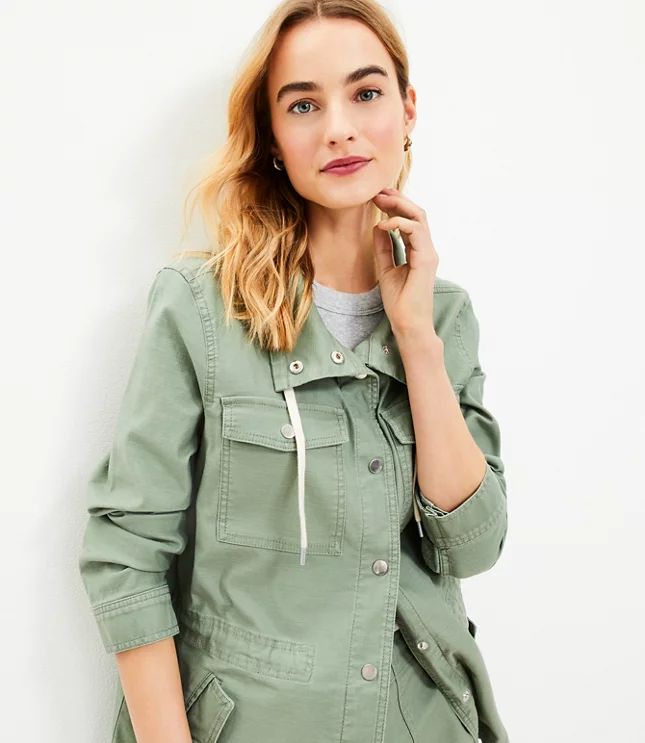 Twill Drawstring Utility Jacket | LOFT