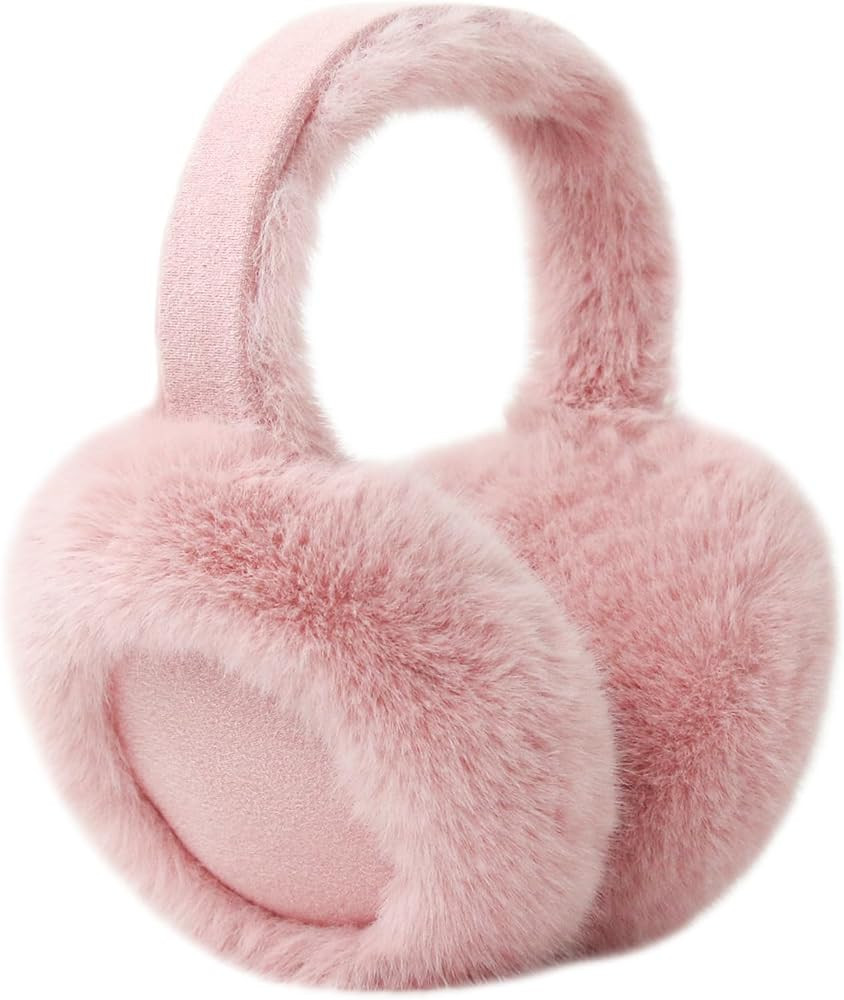 Ear Muffs for Winter Women Foldable Fuzzy Cold Outdoor Earmuffs Soft Faux Furry Ear Warmers Cover... | Amazon (US)