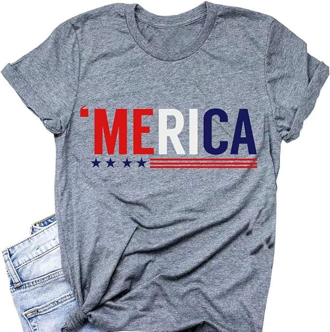 Merica Shirt for Women American Flag Tee Shirts Short Sleeve 4th of July Patriotic Shirts Tops | Amazon (US)