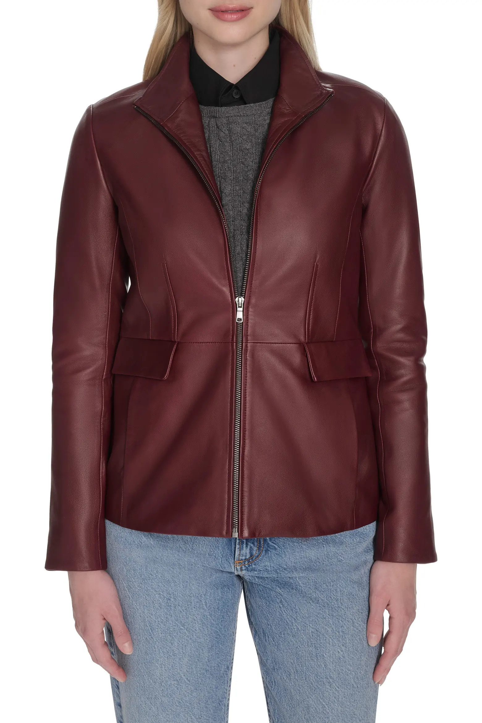 Wing Collar Leather Jacket (Women) | Nordstrom | Nordstrom