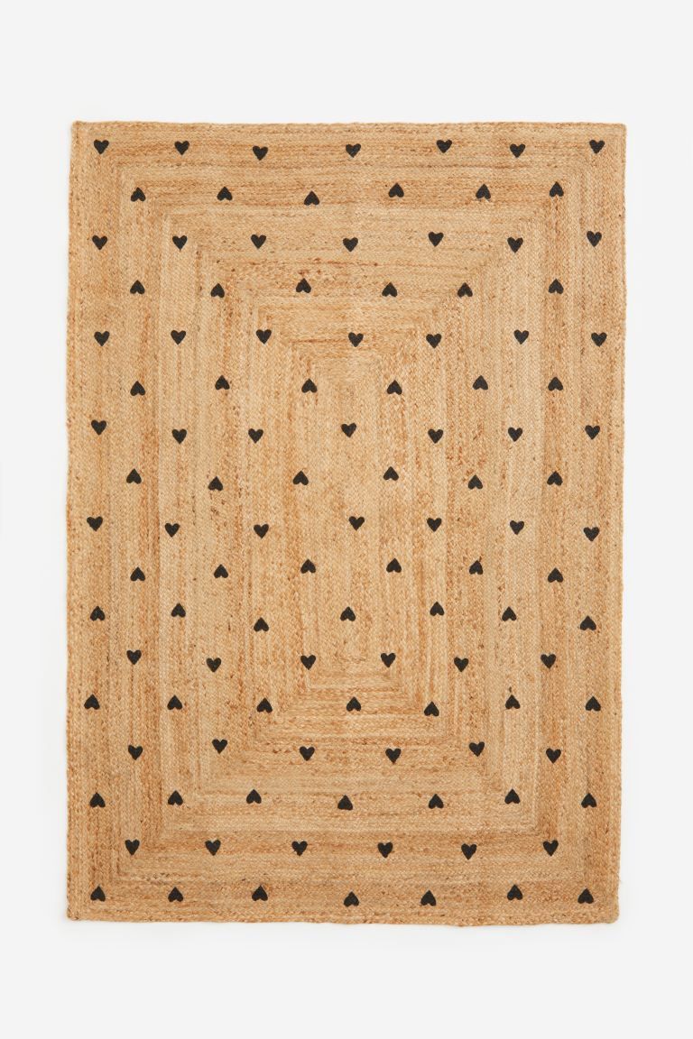 Patterned Jute Rug - Beige/hearts - Home All | H&M US | H&M (US + CA)