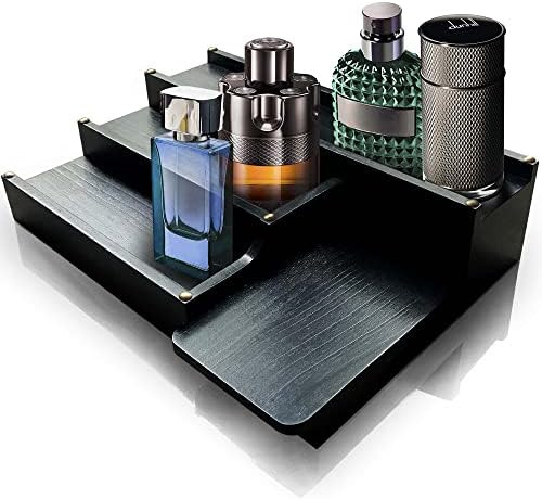 ALCEDIA Cologne Organizer for Men - 4 Tiered Solid Wood Cologne Stand Display Shelf with Hidden C... | Amazon (US)