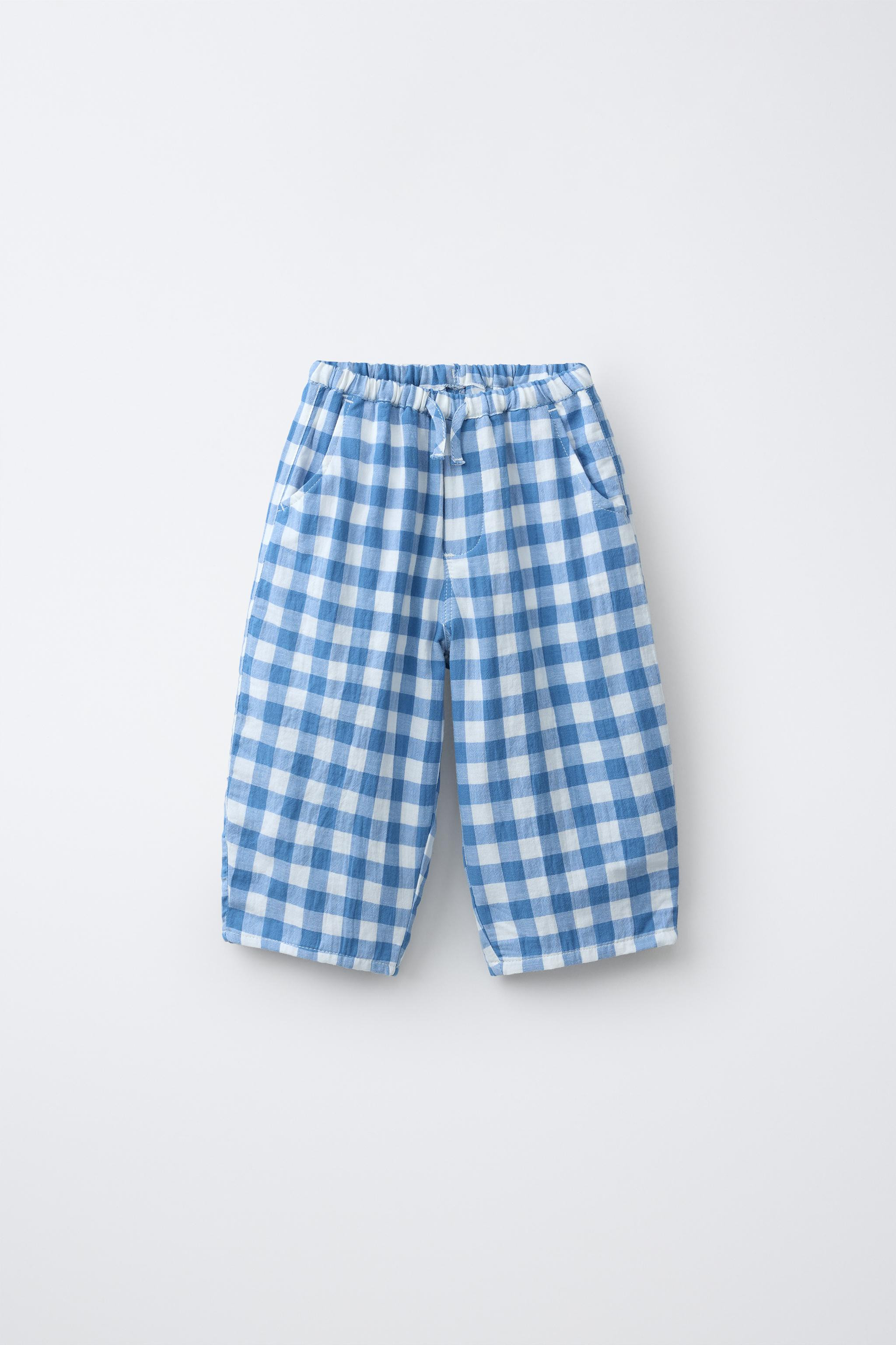 GINGHAM TEXTURED PANTS | Zara US