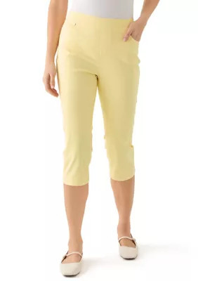 Kim Rogers Women's Solid Capri Pants, Yellow, 18 | Belk
