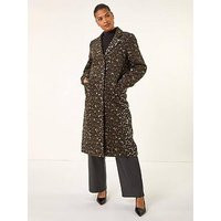 Roman Animal Print Formal Pocket Coat - Brown | Very (UK)
