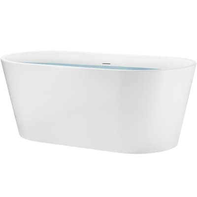 AKDY Freestanding Bathtub 28.7-in W x 53.9-in L Glossy White Acrylic Oval Center Drain Freestandi... | Lowe's