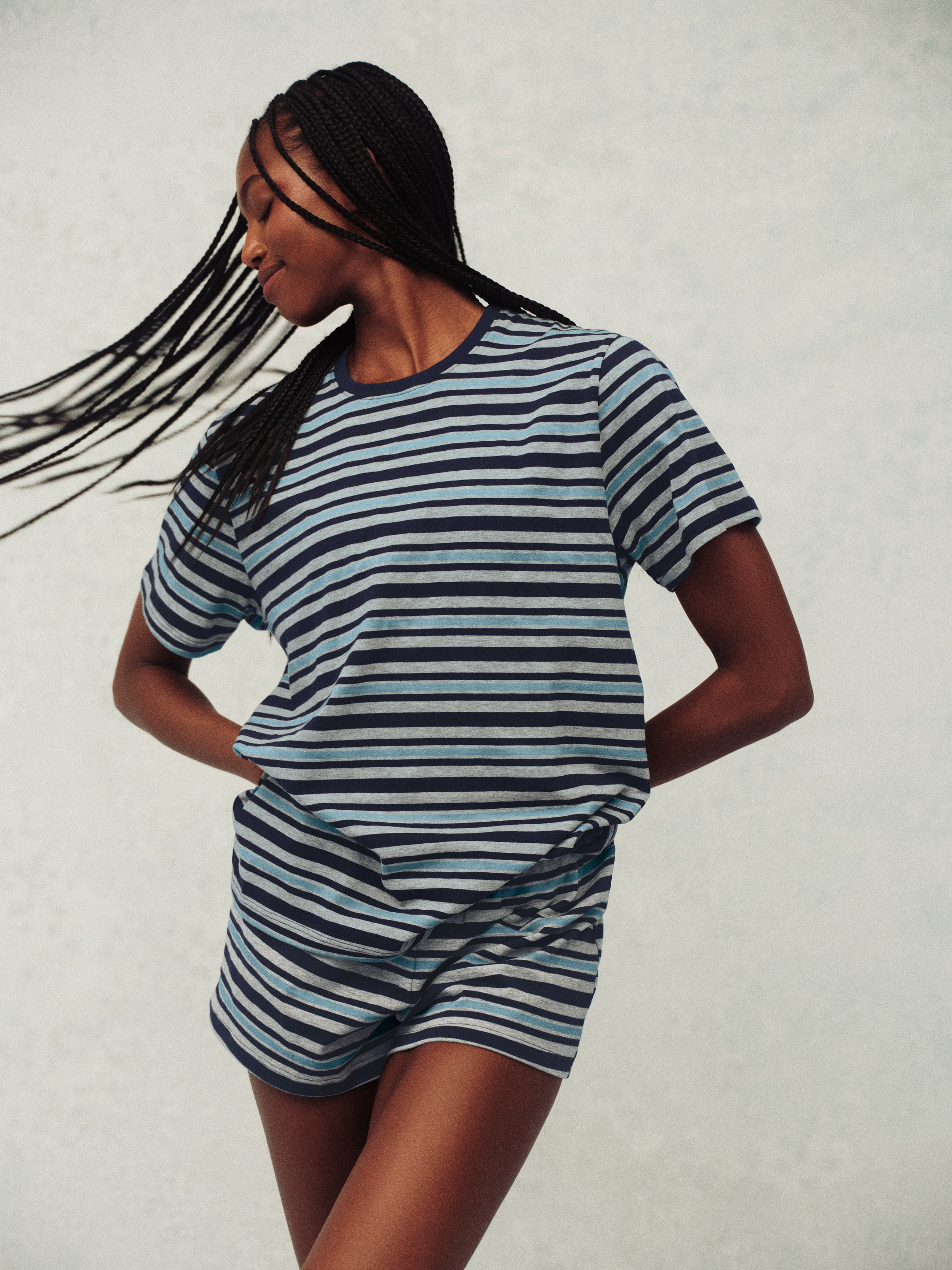 HEAVY COTTON EASY STRIPE SHORTS - WASHED | SET Active