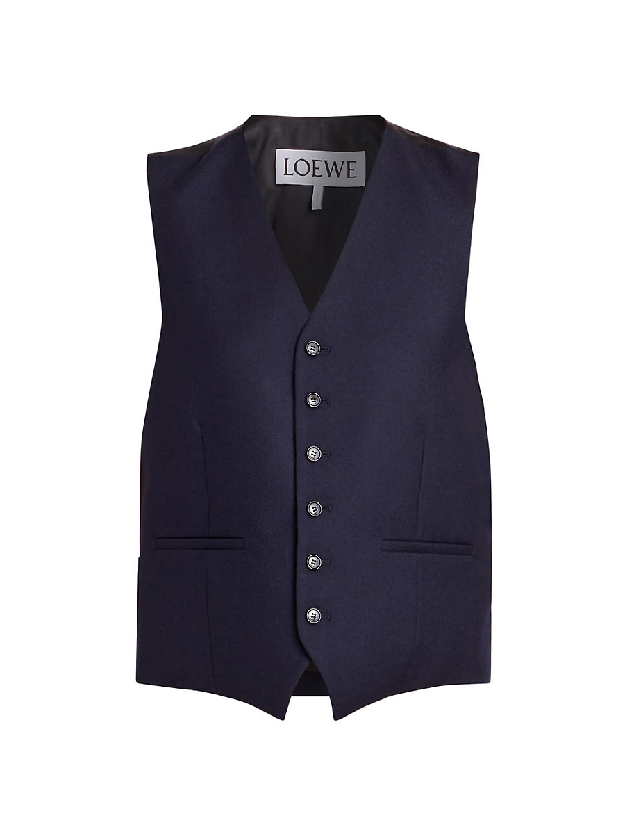 Women's Wool-Blend Vest - Navy Melange - Size 4 | Saks Fifth Avenue