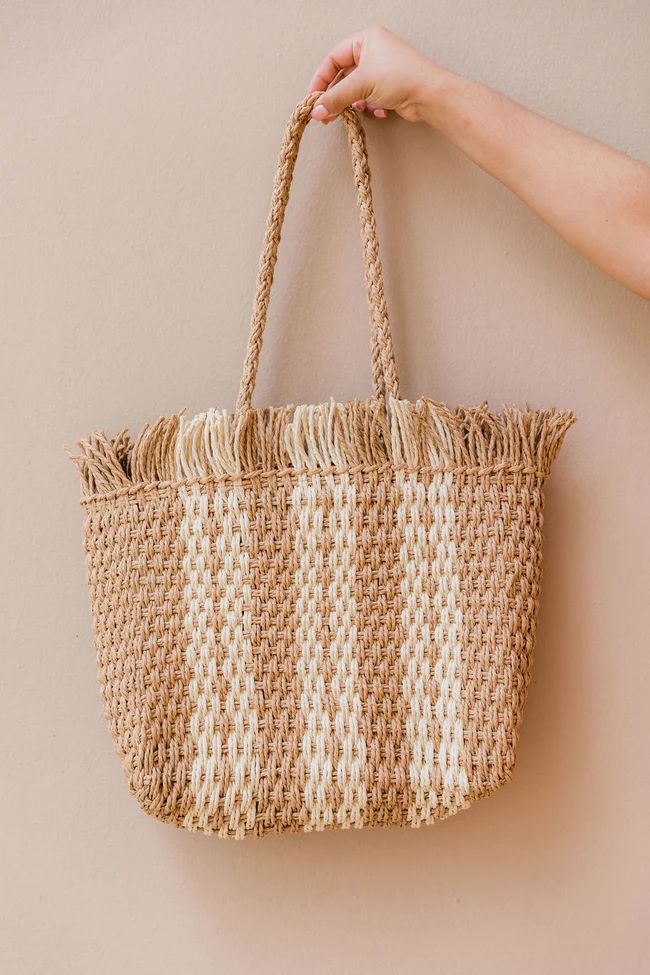 Tropic Memories Square Straw Weave Tote | Pink Lily