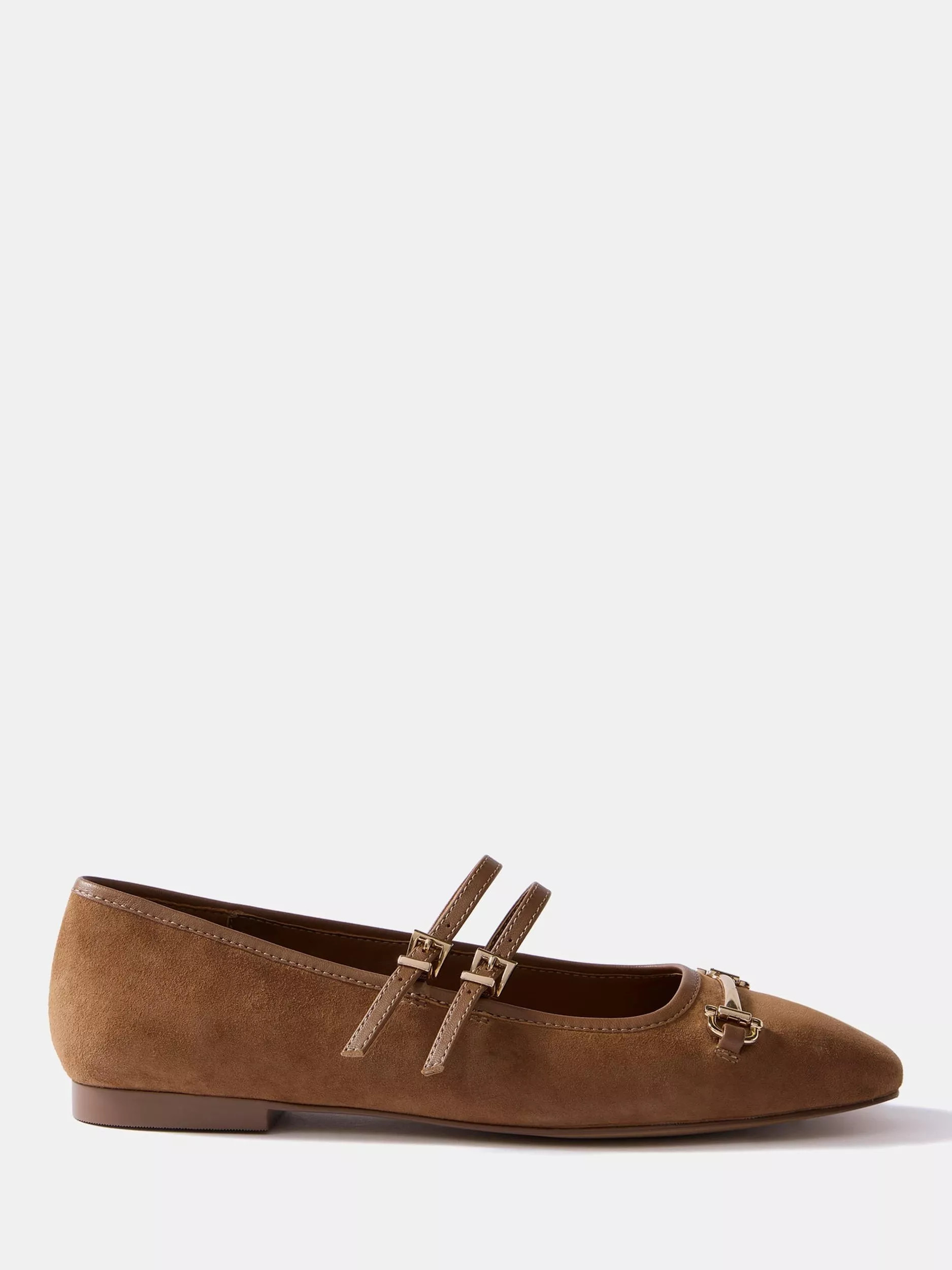 Mint Velvet Suede Ballet Flat Pumps, Brown Tan | John Lewis (UK)