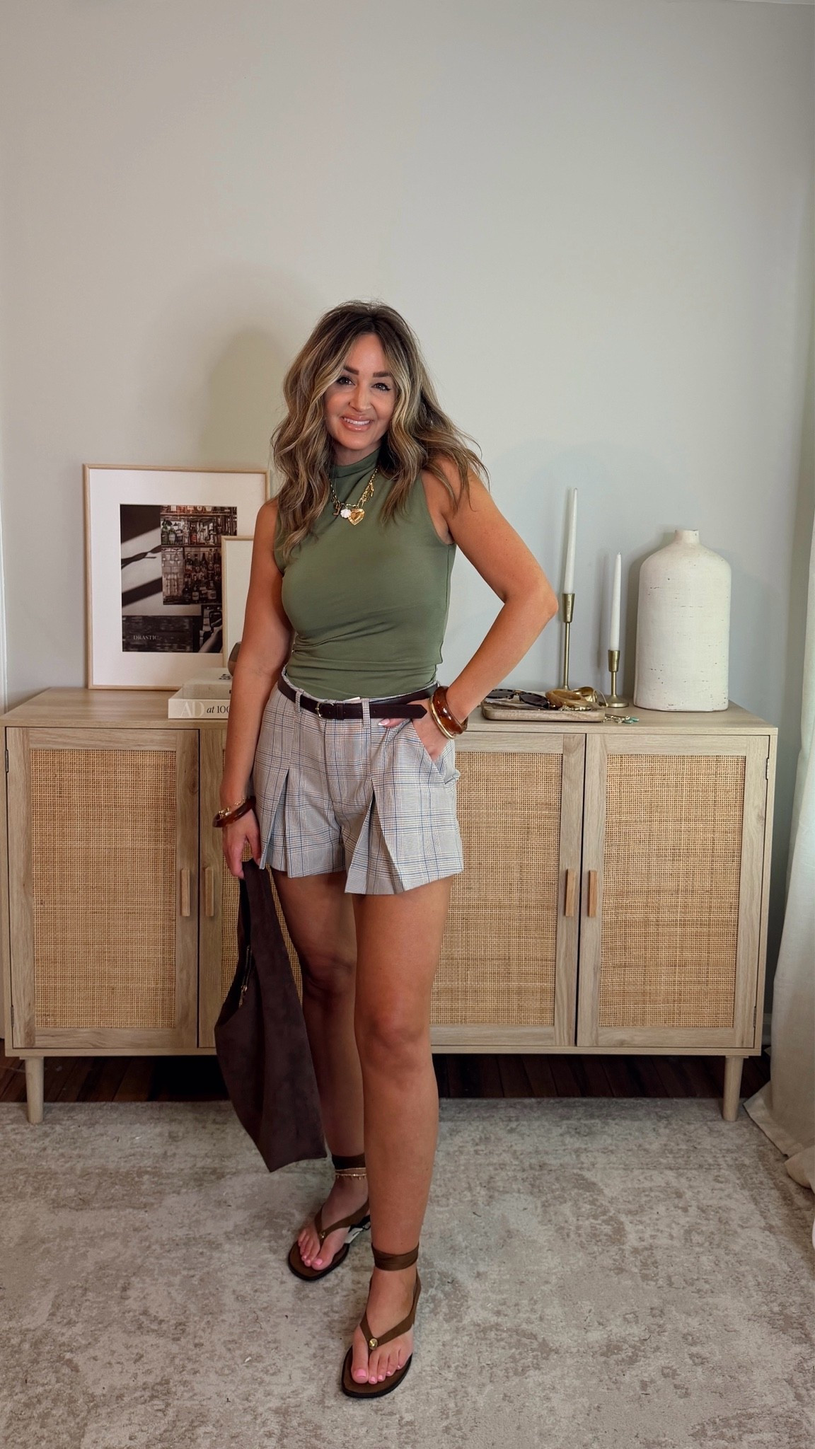 20% off all shorts & swim, plus an extra 15% off with SHORTSAF easy neutral outfit! this double lined mock neck bodysuit snatches + fits so good! size S in both. summer outfit @abercrombie

#LTKootd #LTKSaleAlert