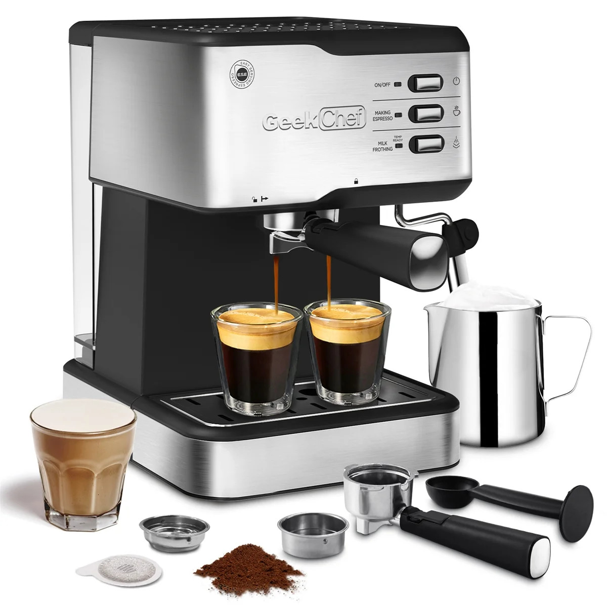 Geek Chef Espresso Machine, 20 Bar Espresso & Cappuccino Maker with with ESE POD Capsules Filter ... | Walmart (US)