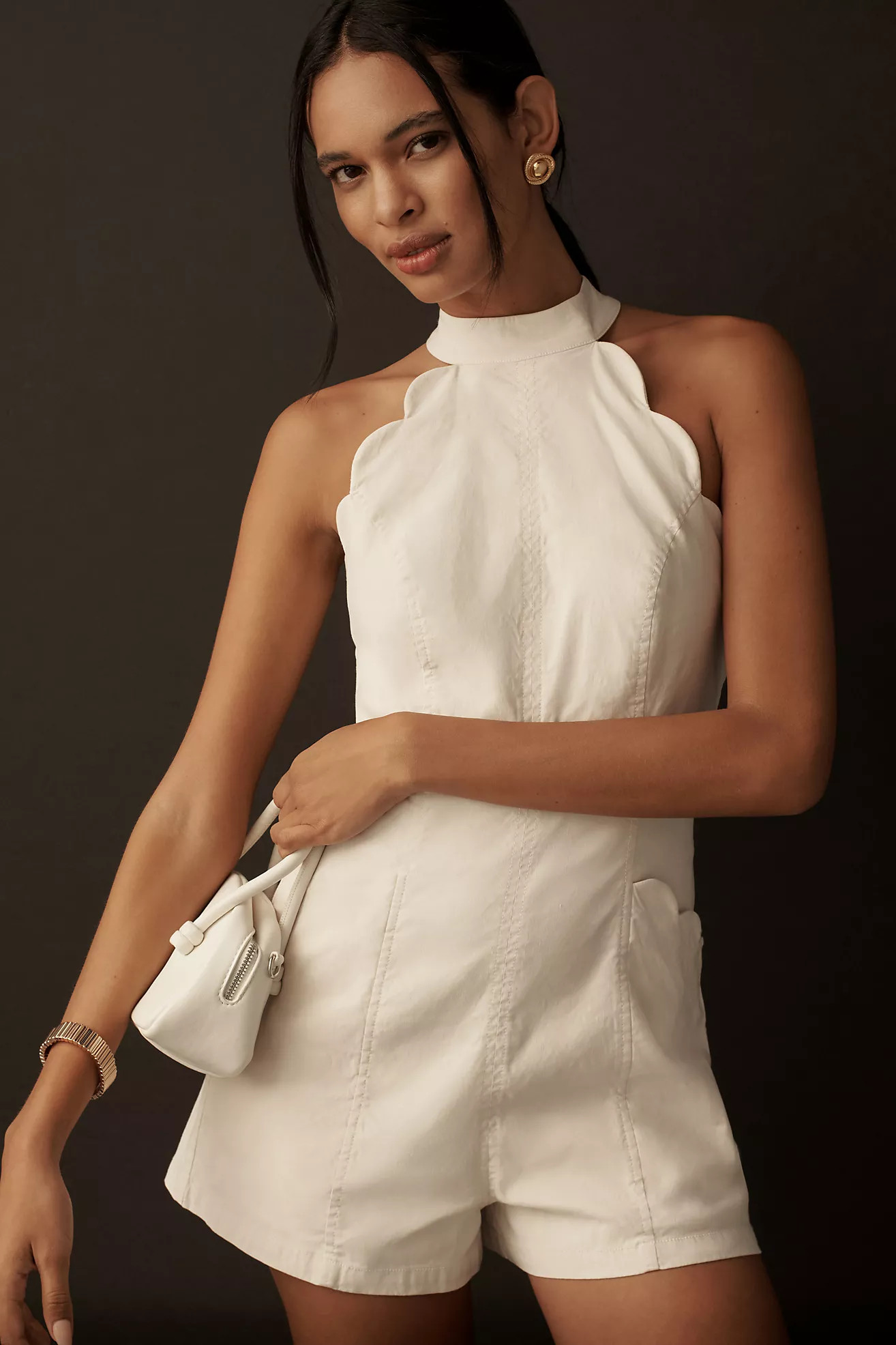 By Anthropologie Scallop Halter Romper | Anthropologie (US)