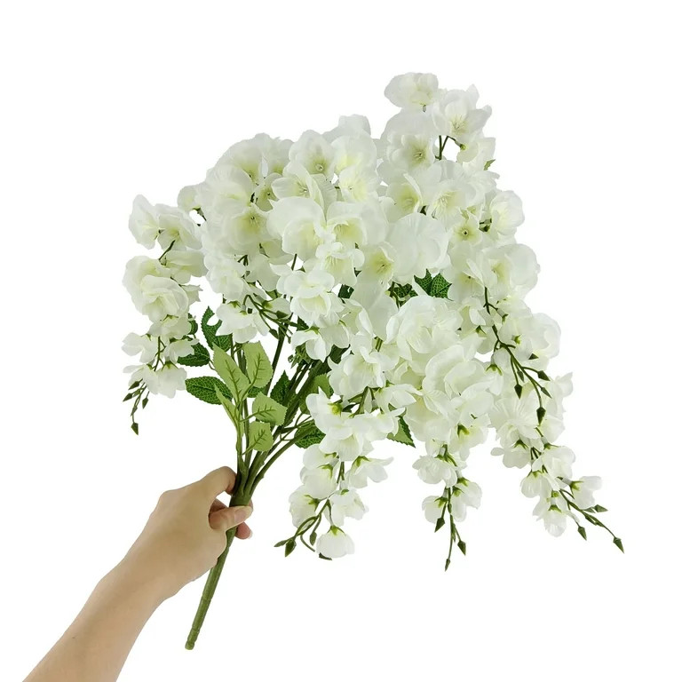 (2 pack) Mainstays 20 inch Artificial Flower, Wisteria Bouquet, White Color. Indoor Use. | Walmart (US)