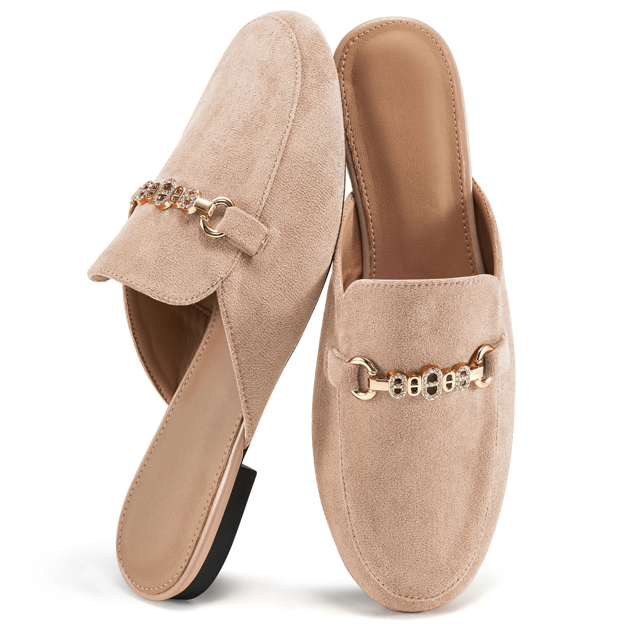 Ecetana Women's Mules Classic Suede Slip On Shoes Closed Toe Backless Flat Loafer Slides for Business Work Office Casual | Walmart (US)