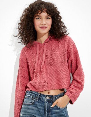 AE Mix Stitch Hooded Sweater | American Eagle Outfitters (US & CA)