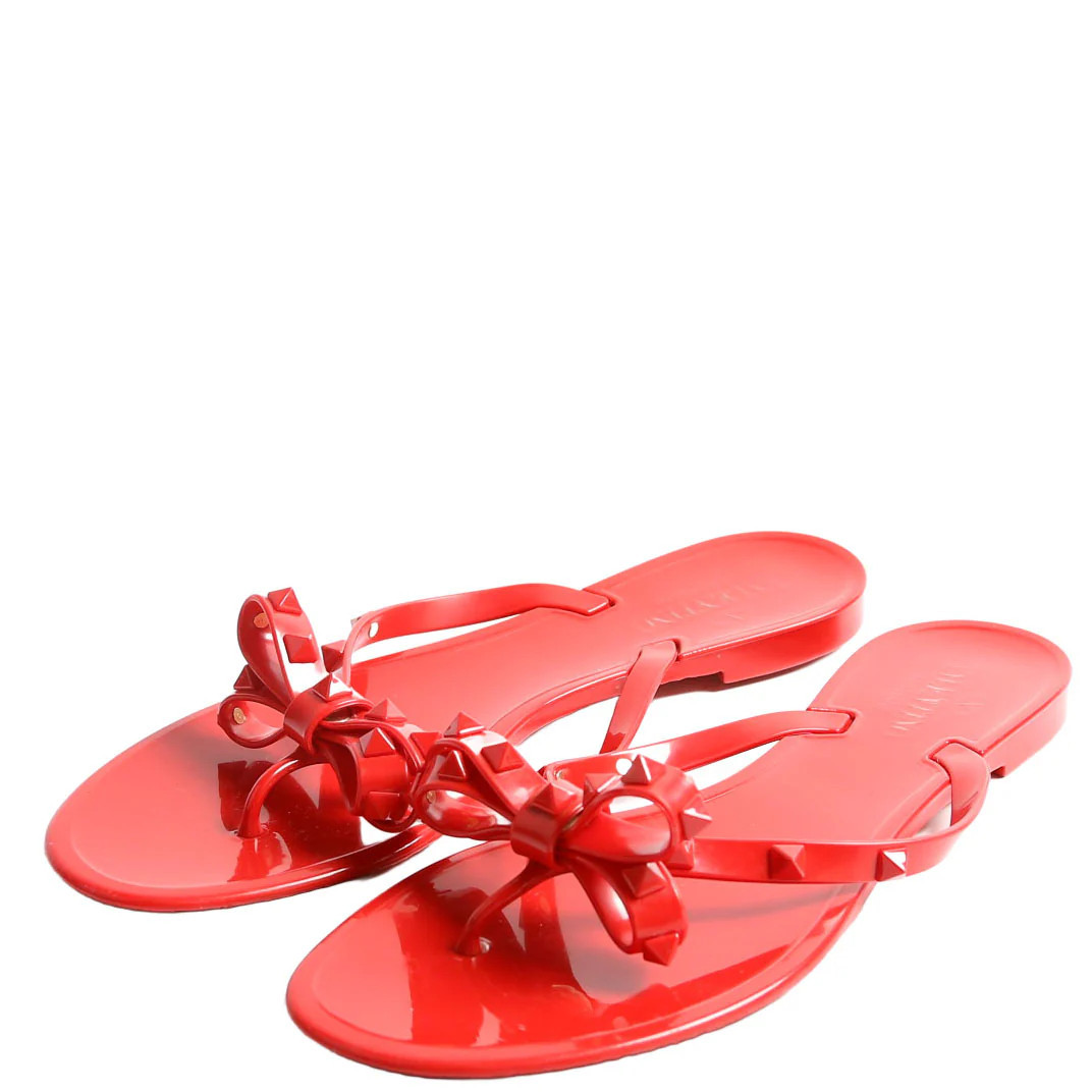 Rockstud Jelly Flip Flops Size 41 Red | Keeks Designer Handbags