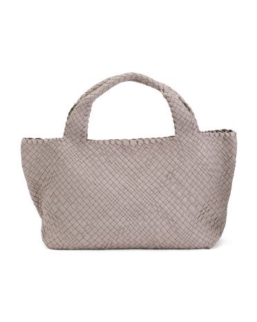 Made In Italy Leather Woven Tote | TJ Maxx