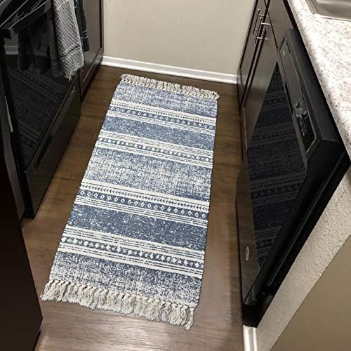 Abreeze Cotton Rug Runner 2'x4.3', Boho Rug for Bedroom, Hand Woven Cotton Fringe Tassel Area Rug... | Amazon (US)