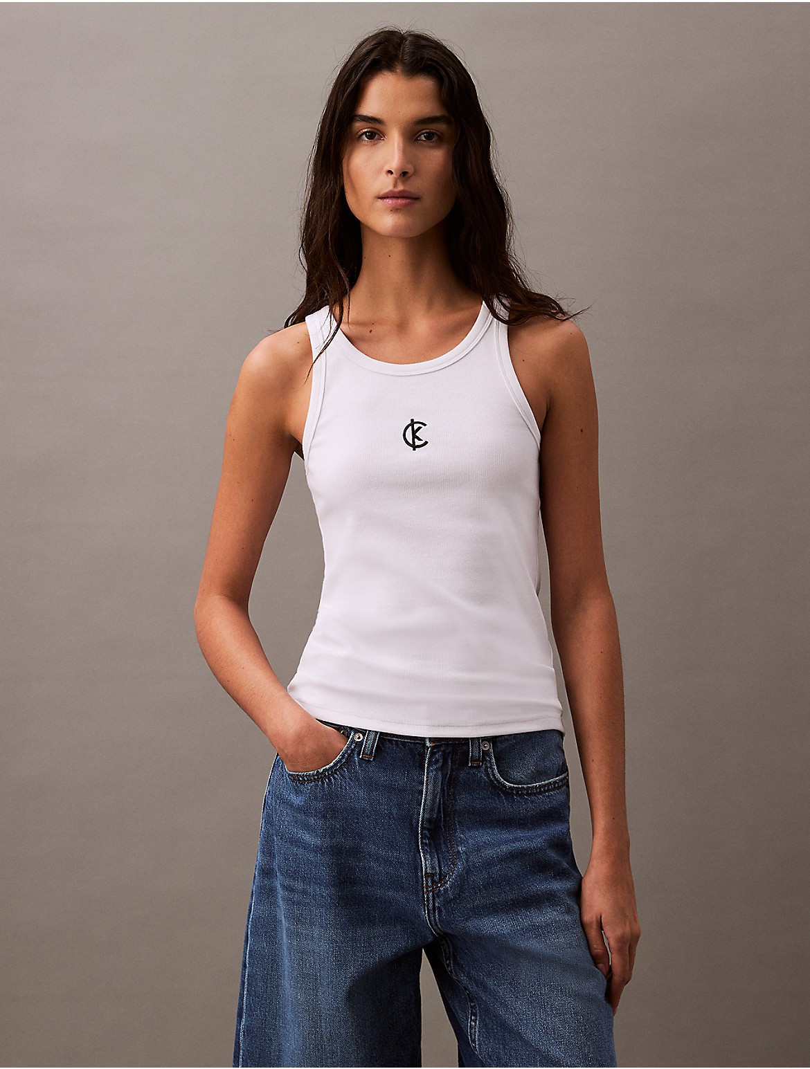 Calvin Klein Women's Cotton Contour Rib Tank - White - S | Calvin Klein (US)