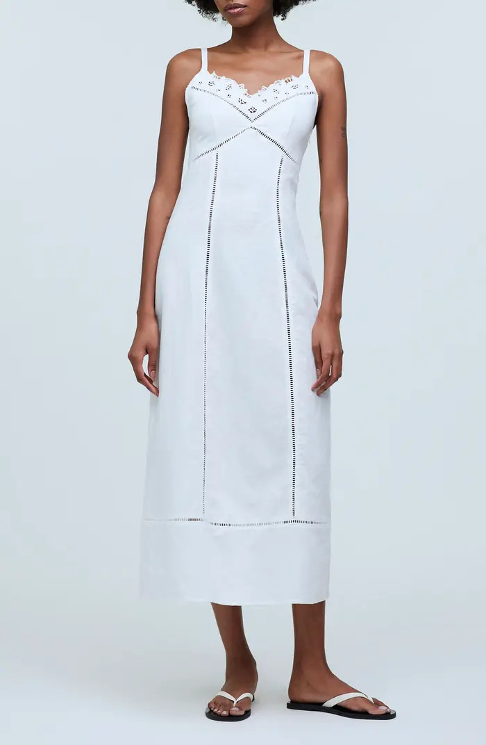 Sweetheart Neck Linen Blend Dress | Nordstrom