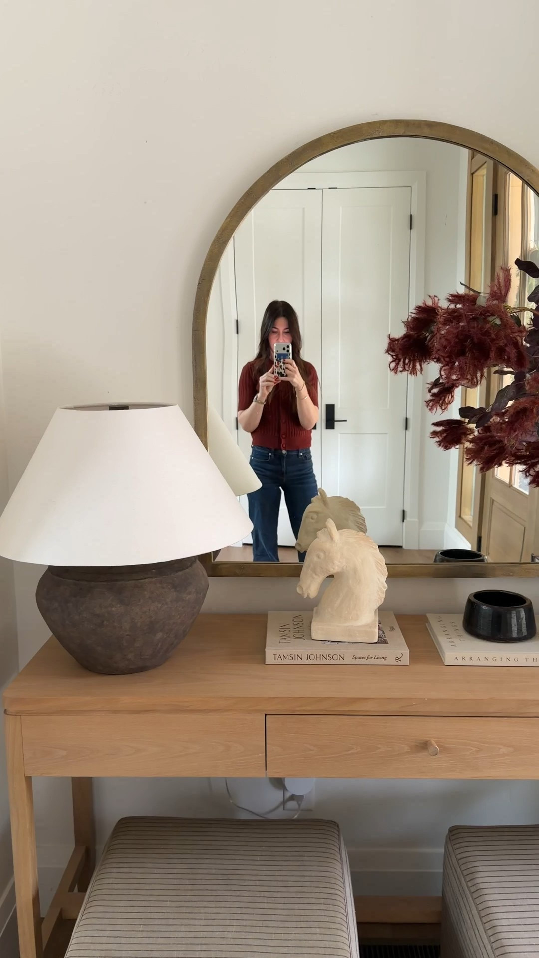 A closer look at my winter entry! Loving these clearance stems that are giving total amber interior vibes! Vase and horse bust our new target fines, and a really great look for less. 

Home decor, entry, decor, console, table, shelf, decor, best, McGee Co., studio, McGee, look for less, designer, dupe, lamp, crate, and barrel, vase, pot, mirror, rug, ottoman, sweater, Madewell, jeans, denim, quince, flats, capo, ballet, OOTD

#LTKHome #LTKSaleAlert #LTKFindsUnder100