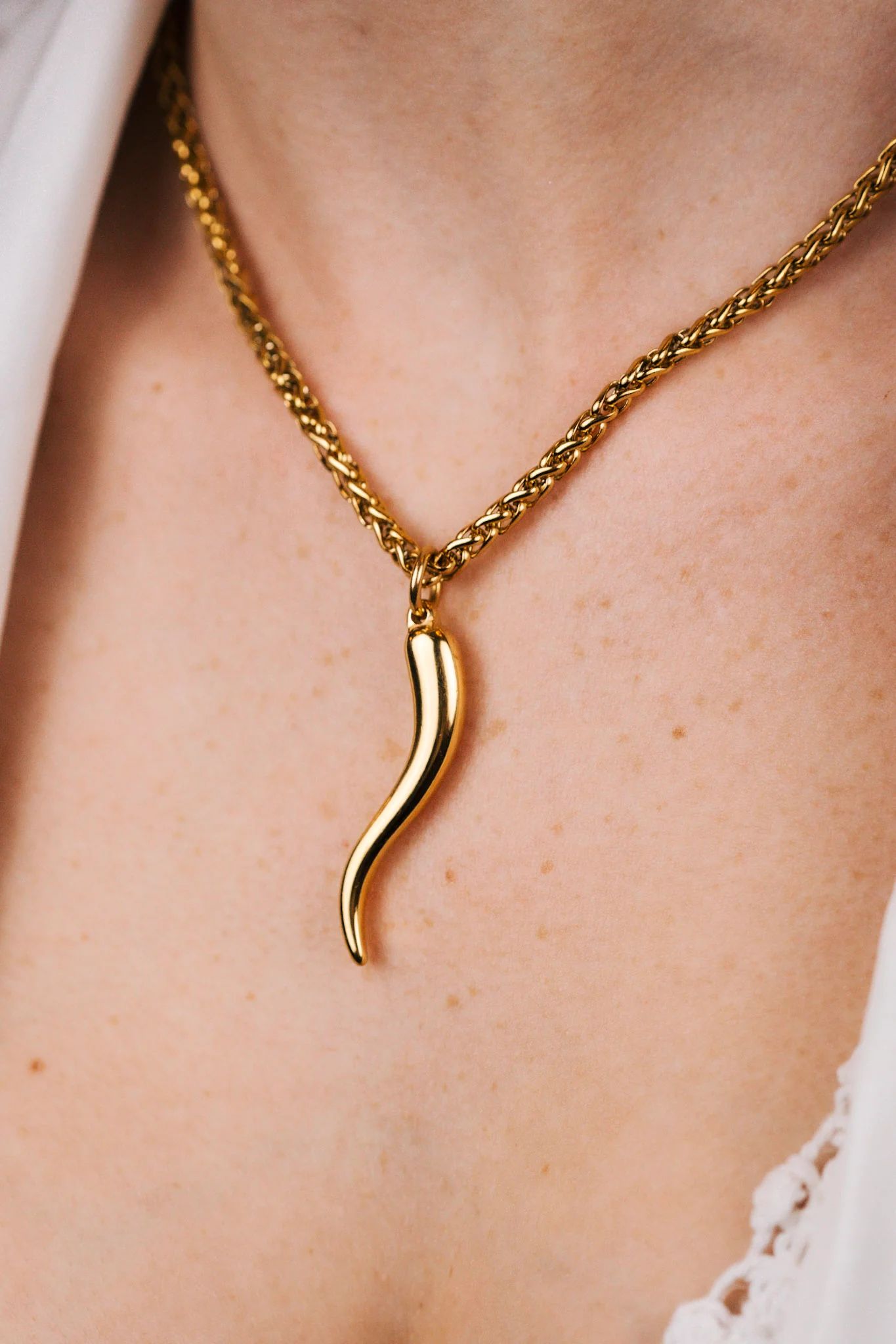 Cornetto 316L Stainless Steel Gold Necklace | KC Chic Designs