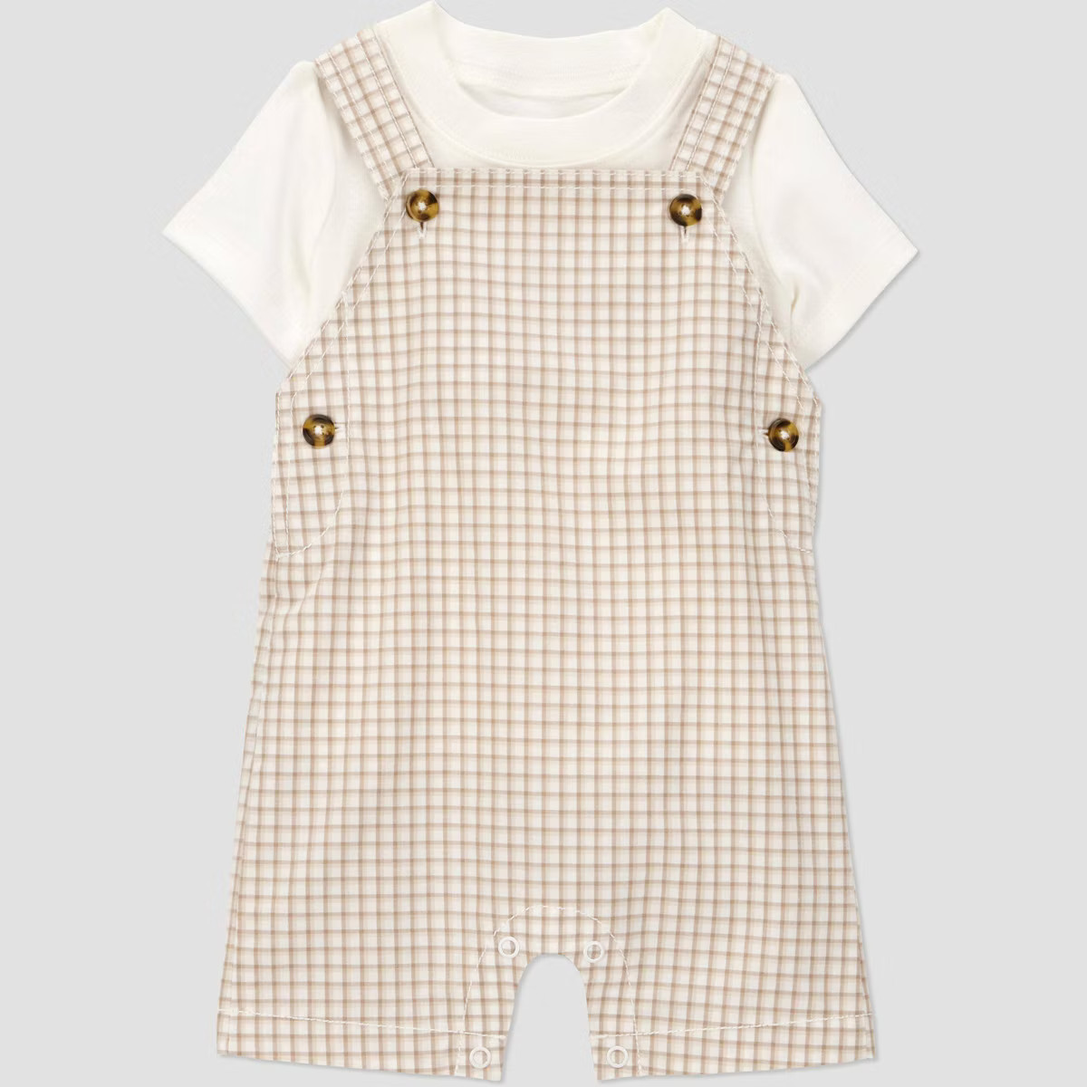 Carter's Just One You®️ Baby Boys' Gingham Shortalls - Brown 3M | Target