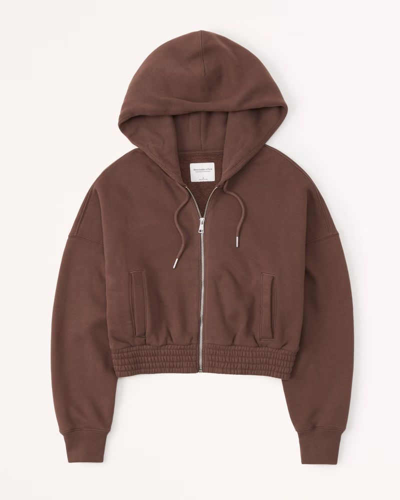 Women's Essential Cinched Hooded Full-Zip | Women's Tops | Abercrombie.com | Abercrombie & Fitch (US)