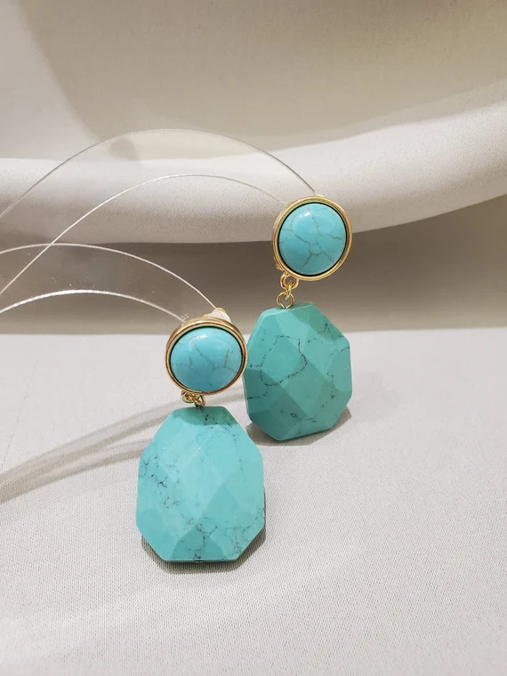 Clip On Earrings, Earring Clips, Turquoise Earrings, Turquoise Clips, Bridal Earrings, Gift For H... | Etsy (US)