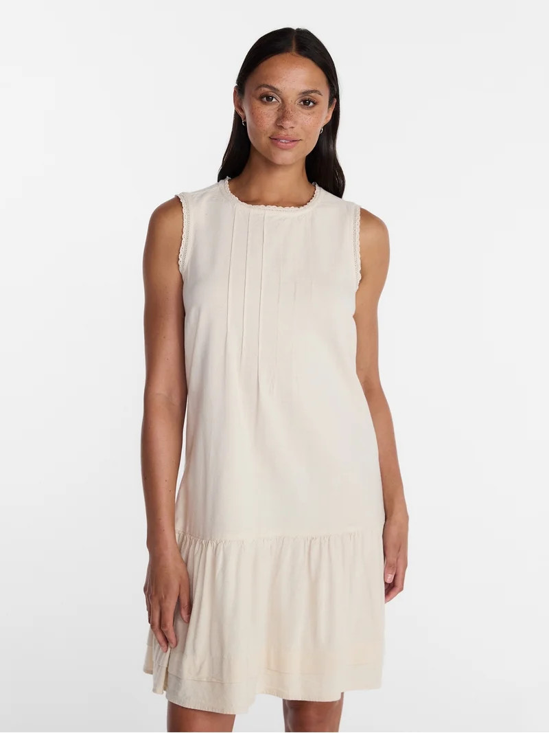 Time and Tru Women's Linen Blend Shift Dress, Sizes XS-XXXL | Walmart (US)