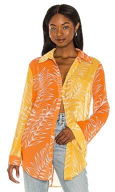 Camila Coelho Brynn Shirt Dress in Yellow & Orange from Revolve.com | Revolve Clothing (Global)