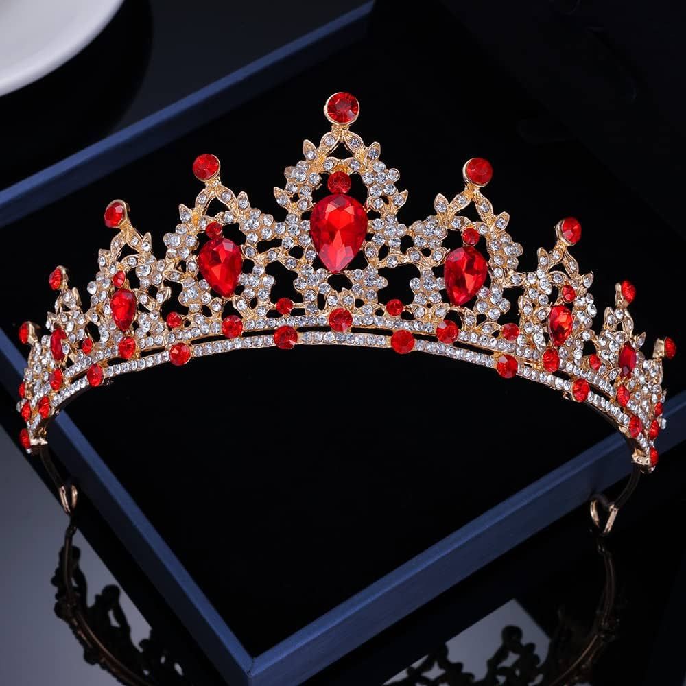 Kamirola - Queen Crown and Tiara Princess Crown for Women and Girls （01） (Gold Red) | Amazon (US)