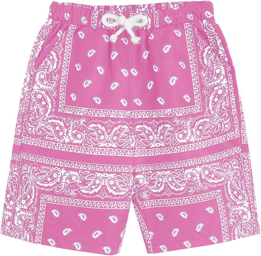 COZYEASE Boy's Graphic Shorts High Waisted Bobo Paisley Shorts Casual Summer Shorts with Pocket | Amazon (US)