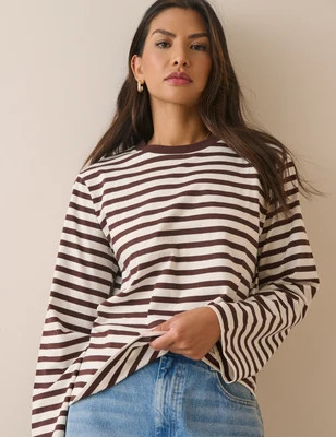 Brown Striped Wide Sleeve Jersey Top | Nobody's Child