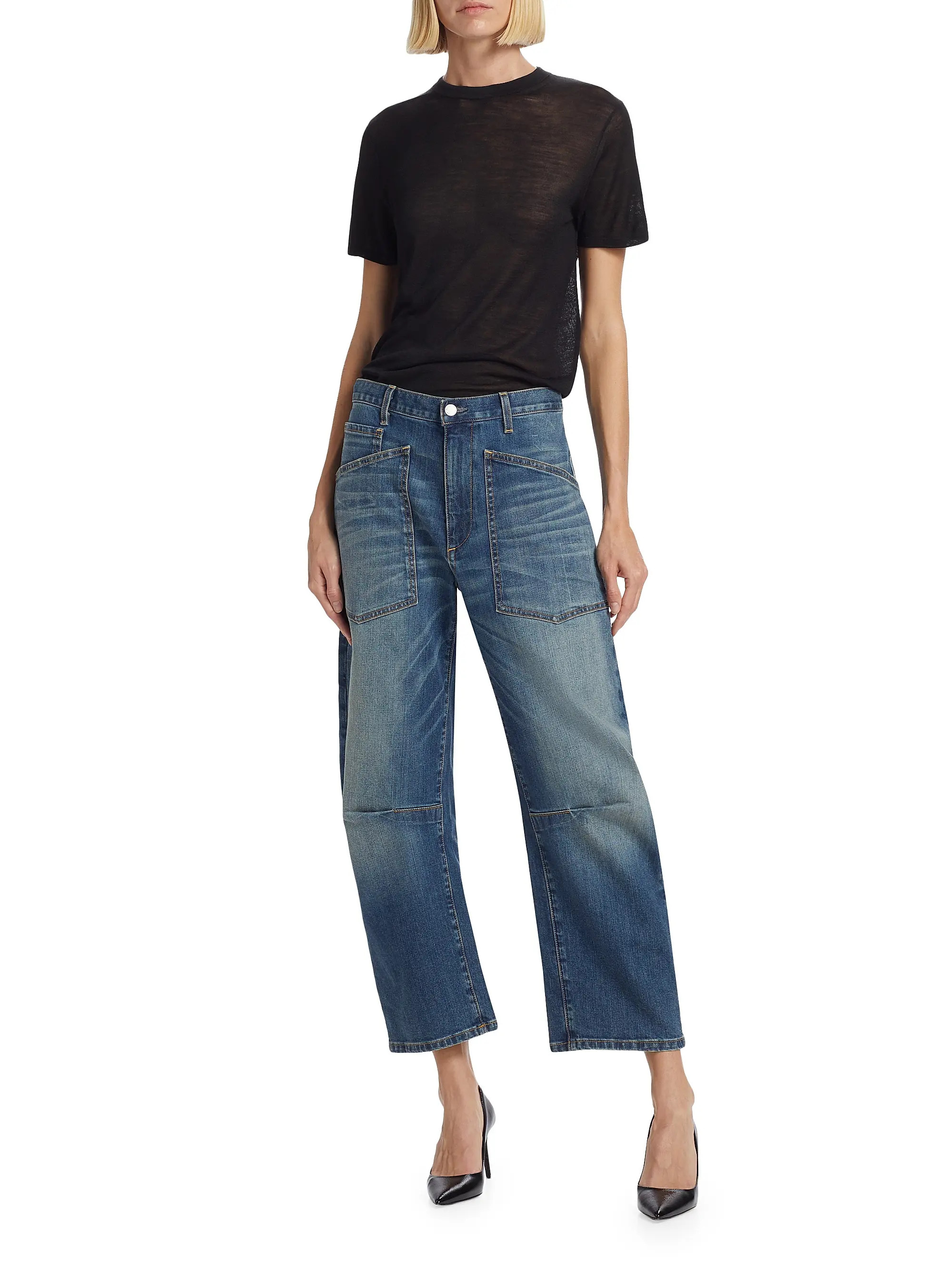 Shon Curved Ankle-Crop Jeans | Saks Fifth Avenue