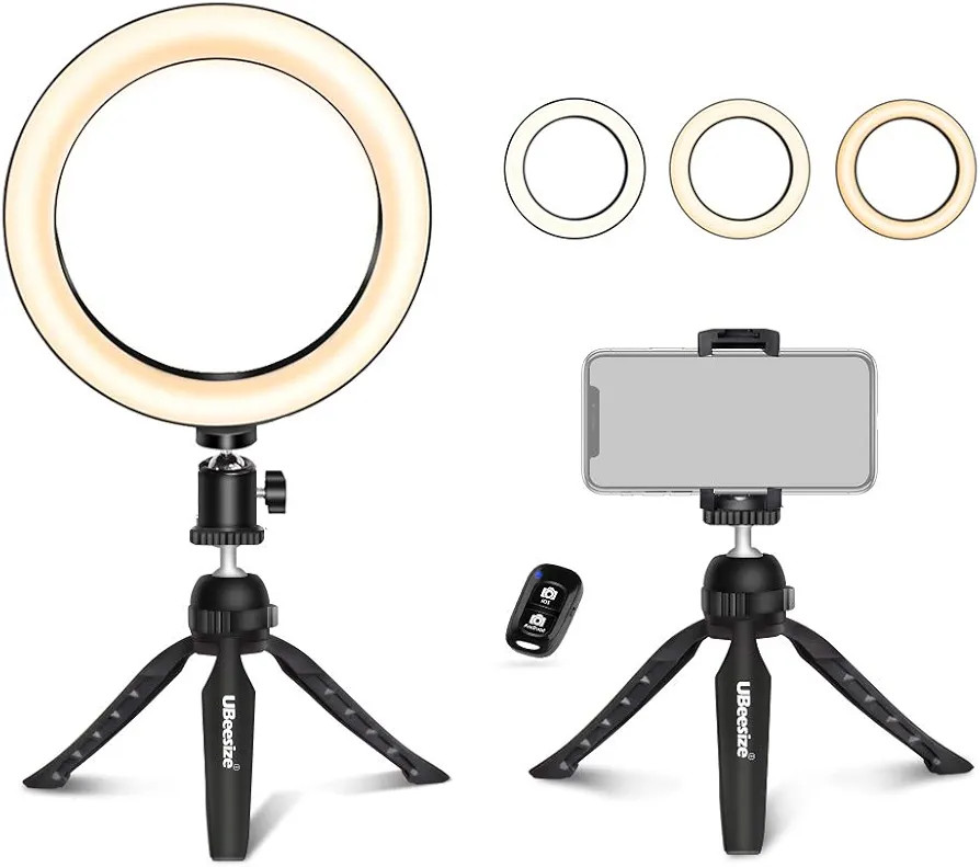 UBeesize 8" Tabletop Ring Light with Mini Tripod Stand & Cell Phone Holder for Live Stream/Makeup... | Amazon (CA)