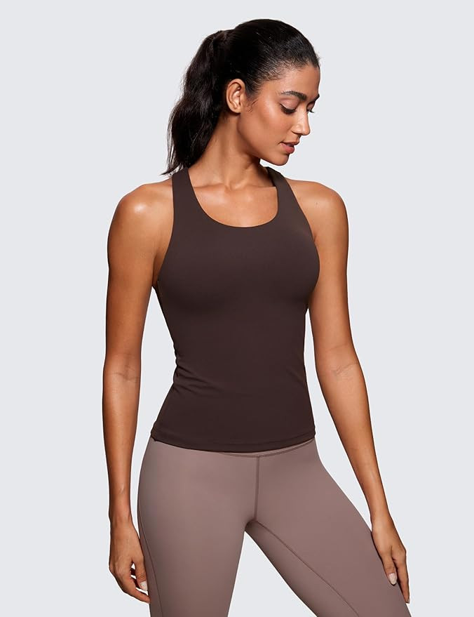 CRZ YOGA Butterluxe Workout Tank Tops for Women Built in Shelf Bras Padded - Racerback Athletic S... | Amazon (US)